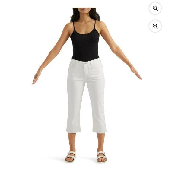 Lee Womens 16 White Mid Rise Regular Fit Denim Capri 22" Inseam NWT - Picture 11 of 11